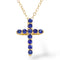 Pendentif croix en or jaune et saphirs naturels 58 Facettes P005