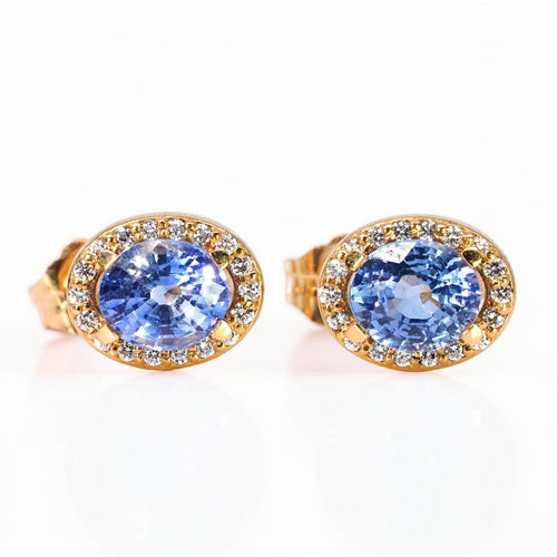 Boucles d'oreilles Boucles d'oreilles en or jaune 18 kt, saphirs et diamants 58 Facettes E0032