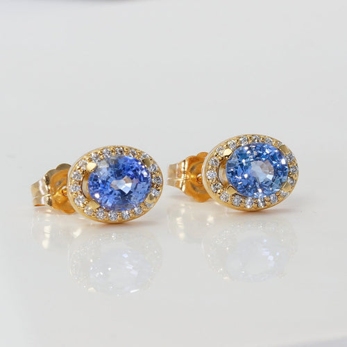 Boucles d'oreilles Boucles d'oreilles en or jaune 18 kt, saphirs et diamants 58 Facettes E0032