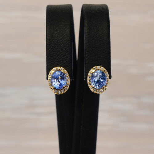 Boucles d'oreilles Boucles d'oreilles en or jaune 18 kt, saphirs et diamants 58 Facettes E0032