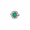 Bague Bague Belle Époque - cluster en or rose et argent, émeraude et diamants 58 Facettes