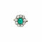 Bague Bague Belle Époque - cluster en or rose et argent, émeraude et diamants 58 Facettes