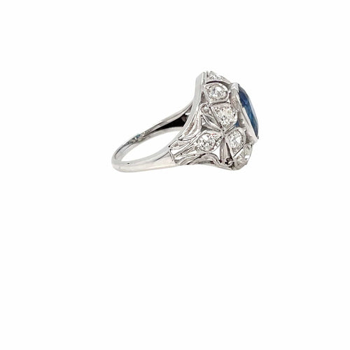 Bague 54 Belle Époque - Bague en or 18k saphir 2,44 ct et diamants 58 Facettes