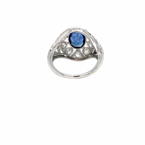Bague 54 Belle Époque - Bague en or 18k saphir 2,44 ct et diamants 58 Facettes