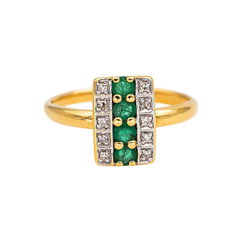 55 Bague en or jaune et blanc, émeraudes et diamants 58 Facettes 5375681CN