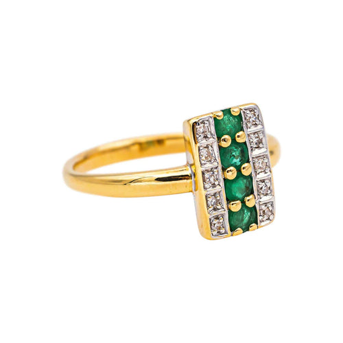 55 Bague en or jaune et blanc, émeraudes et diamants 58 Facettes 5375681CN
