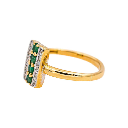 55 Bague en or jaune et blanc, émeraudes et diamants 58 Facettes 5375681CN