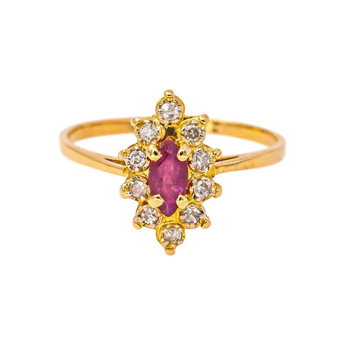 51 Bague marquise en or jaune, rubis et diamants 58 Facettes 5714239CN