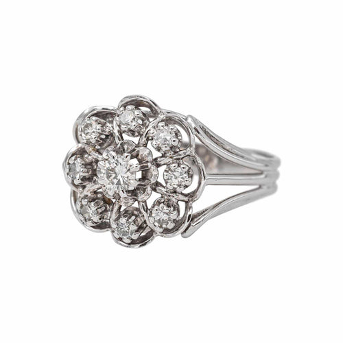 53 Marguerite - Bague en or blanc et diamants 58 Facettes 5283953CN