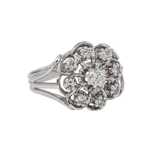 53 Marguerite - Bague en or blanc et diamants 58 Facettes 5283953CN
