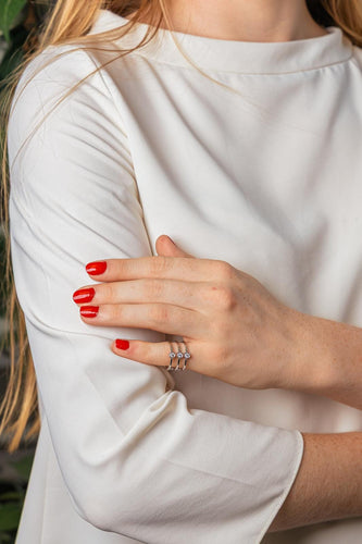 51 Dinh Van - Bague Les 3 Cubes en or blanc et diamants 58 Facettes 5755727CN