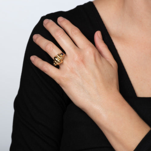 Bague Bague dôme vintage en or jaune 14k et améthystes 58 Facettes G14205