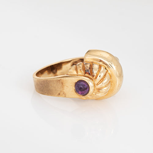 Bague Bague dôme vintage en or jaune 14k et améthystes 58 Facettes G14205