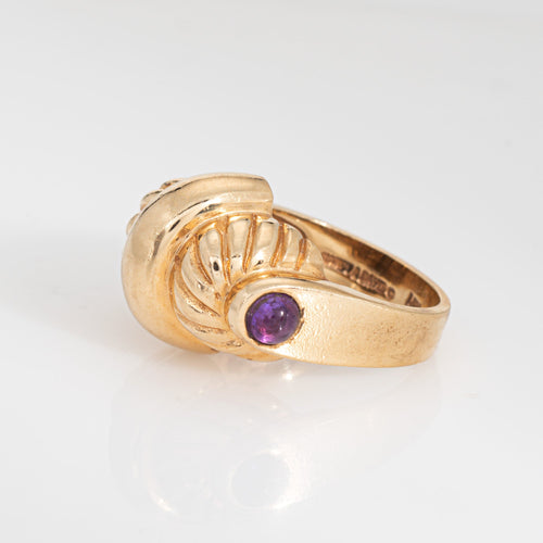 Bague Bague dôme vintage en or jaune 14k et améthystes 58 Facettes G14205