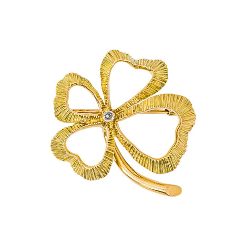 Broche trèfle en or jaune et diamant 58 Facettes 5753230CN