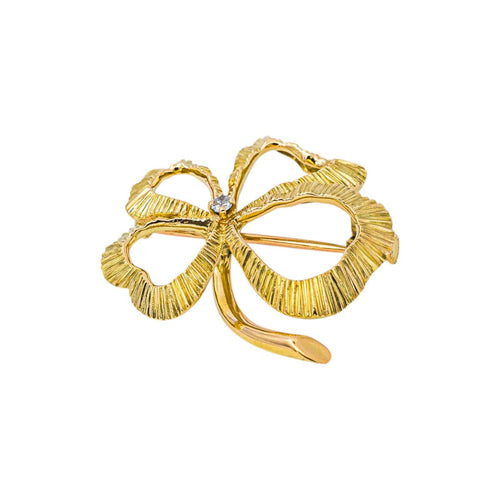 Broche trèfle en or jaune et diamant 58 Facettes 5753230CN