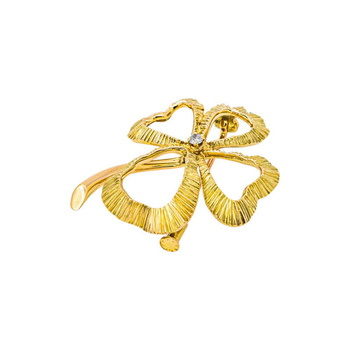 Broche trèfle en or jaune et diamant 58 Facettes 5753230CN
