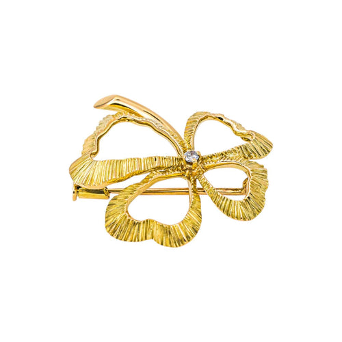 Broche trèfle en or jaune et diamant 58 Facettes 5753230CN