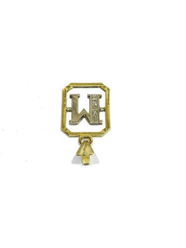 Pendentif M en or jaune, or blanc et diamants 58 Facettes 1793066