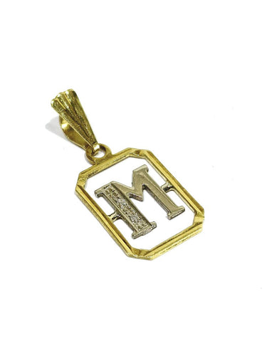 Pendentif M en or jaune, or blanc et diamants 58 Facettes 1793066