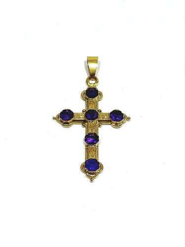 Croix - Pendentif en or jaune et améthystes 58 Facettes 1793072