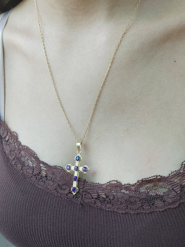 Croix - Pendentif en or jaune et améthystes 58 Facettes 1793072