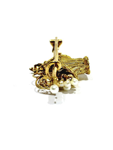 Broche en or jaune, or rose et perles 58 Facettes 1793207