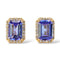 Boucles d'oreilles en or jaune 14 ct, tanzanites GFCO et diamants 58 Facettes E0035