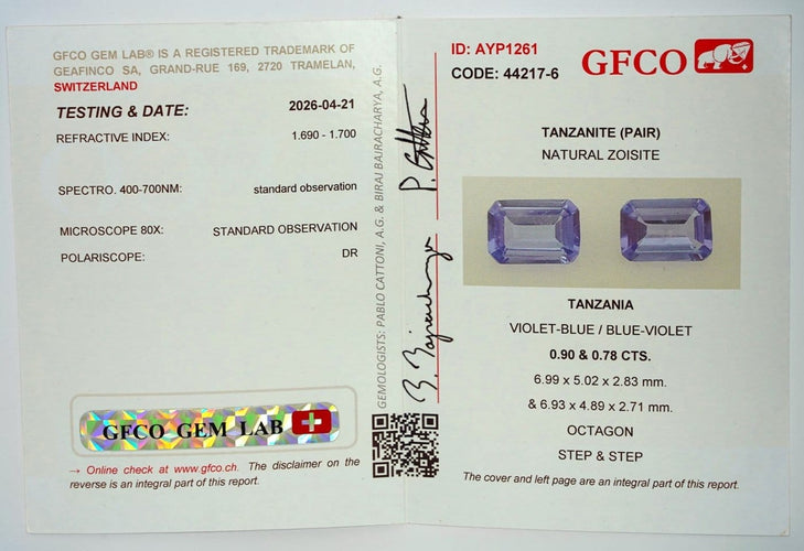 Boucles d'oreilles en or jaune 14 ct, tanzanites GFCO et diamants 58 Facettes E0035