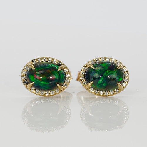 Boucles d'oreilles Boucles d'oreilles en or jaune, opales noires et diamants 58 Facettes E0036