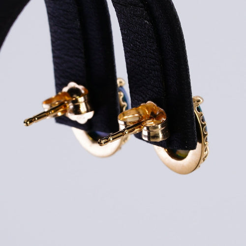 Boucles d'oreilles en or jaune, opales noires et diamants 58 Facettes E0036