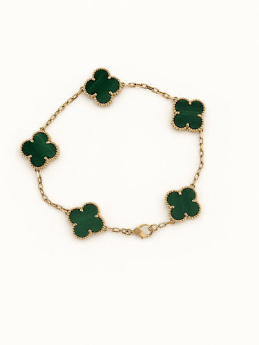 Bracelet Van Cleef & Arpels Vintage Alhambra - Bracelet 5 motifs en or blanc et calcédoine 58 Facettes 2684