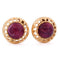 Boucles d'oreilles Boucles d'oreilles vintage en or jaune 18 kt et rubis cabochon 58 Facettes OR245 107-149 (00619)