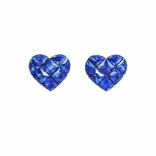 AITCHES Heart to Have - Boucles d'oreilles en or blanc 18K et saphirs 58 Facettes GER1329WG