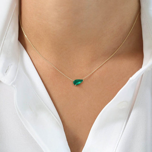 Collier en or jaune 18K et émeraude poire 58 Facettes GPD1022YG
