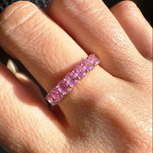 53 One of A Kind Seven Stone - Bague en or 18K et saphirs roses 58 Facettes GBR1342PK