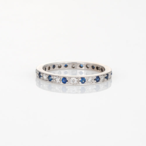 Bague 48 Bague alliance éternité diamants et saphirs en or blanc 14k 58 Facettes G12720