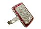 Bague Art déco rectangulaire en or jaune, diamants et rubis
