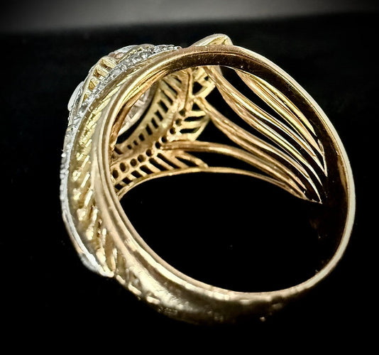 57 Bague ancienne 1950 en or jaune, platine et diamants 58 Facettes Bague 2