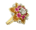 Bague fleur en or jaune avec diamant et rubis