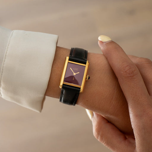Cartier Tank Must - Montre SM en vermeil cadran bordeaux 58 Facettes 385