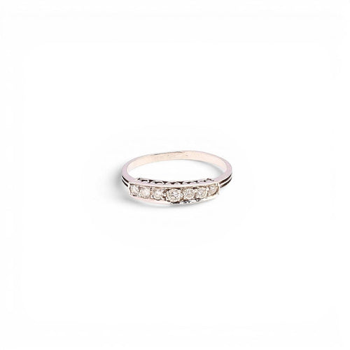 55 Bague demi-éternité portugaise en or blanc 18K et diamants 58 Facettes Q470A(966)