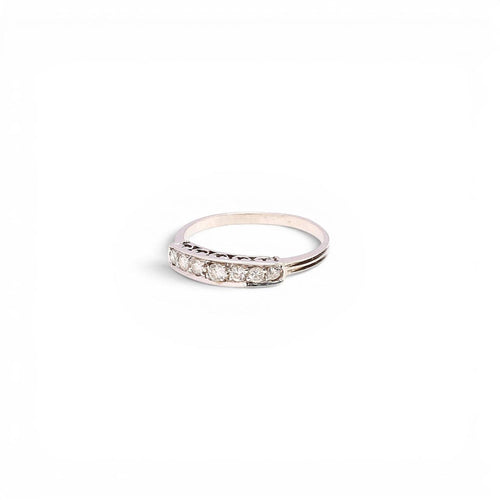 55 Bague demi-éternité portugaise en or blanc 18K et diamants 58 Facettes Q470A(966)