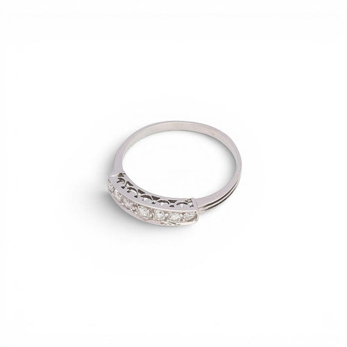 55 Bague demi-éternité portugaise en or blanc 18K et diamants 58 Facettes Q470A(966)