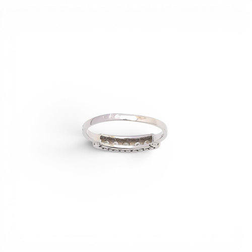 55 Bague demi-éternité portugaise en or blanc 18K et diamants 58 Facettes Q470A(966)
