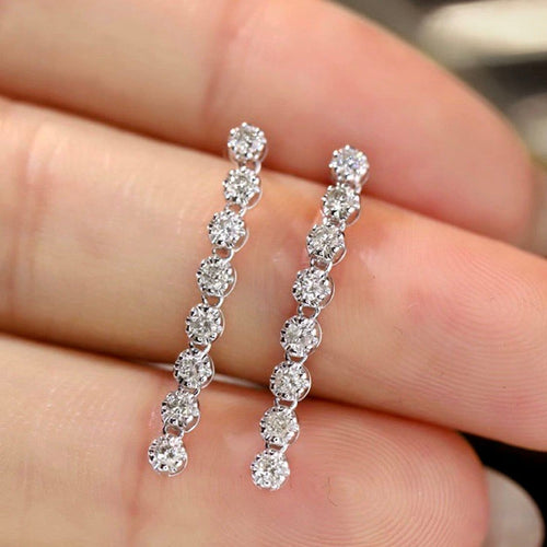 Boucles d'oreilles Disco - Boucles d'oreilles tennis en or blanc 18 carats et diamants 58 Facettes GER1022WG