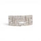 57 Parure géométrique - Bague et boucles d'oreilles en or blanc et diamants 58 Facettes E62