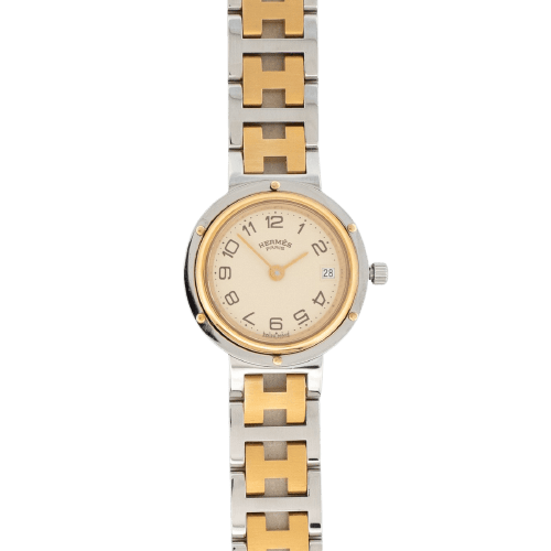 Hermès Clipper - Montre SM en acier et plaqué or 58 Facettes 547