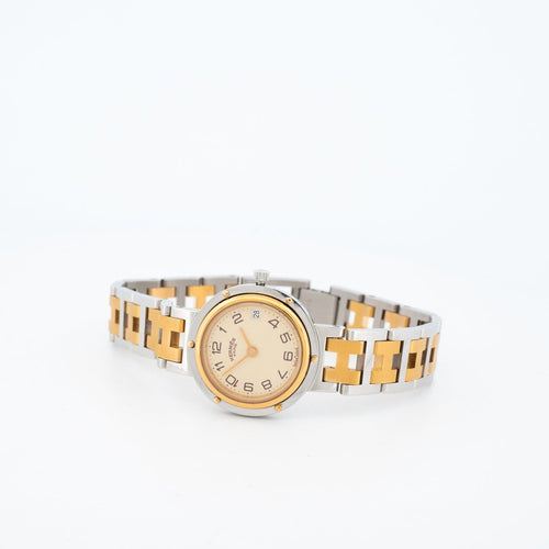 Hermès Clipper - Montre SM en acier et plaqué or 58 Facettes 547