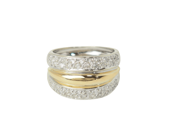 52 Bague triple jonc en or bicolore et diamants 58 Facettes 33502